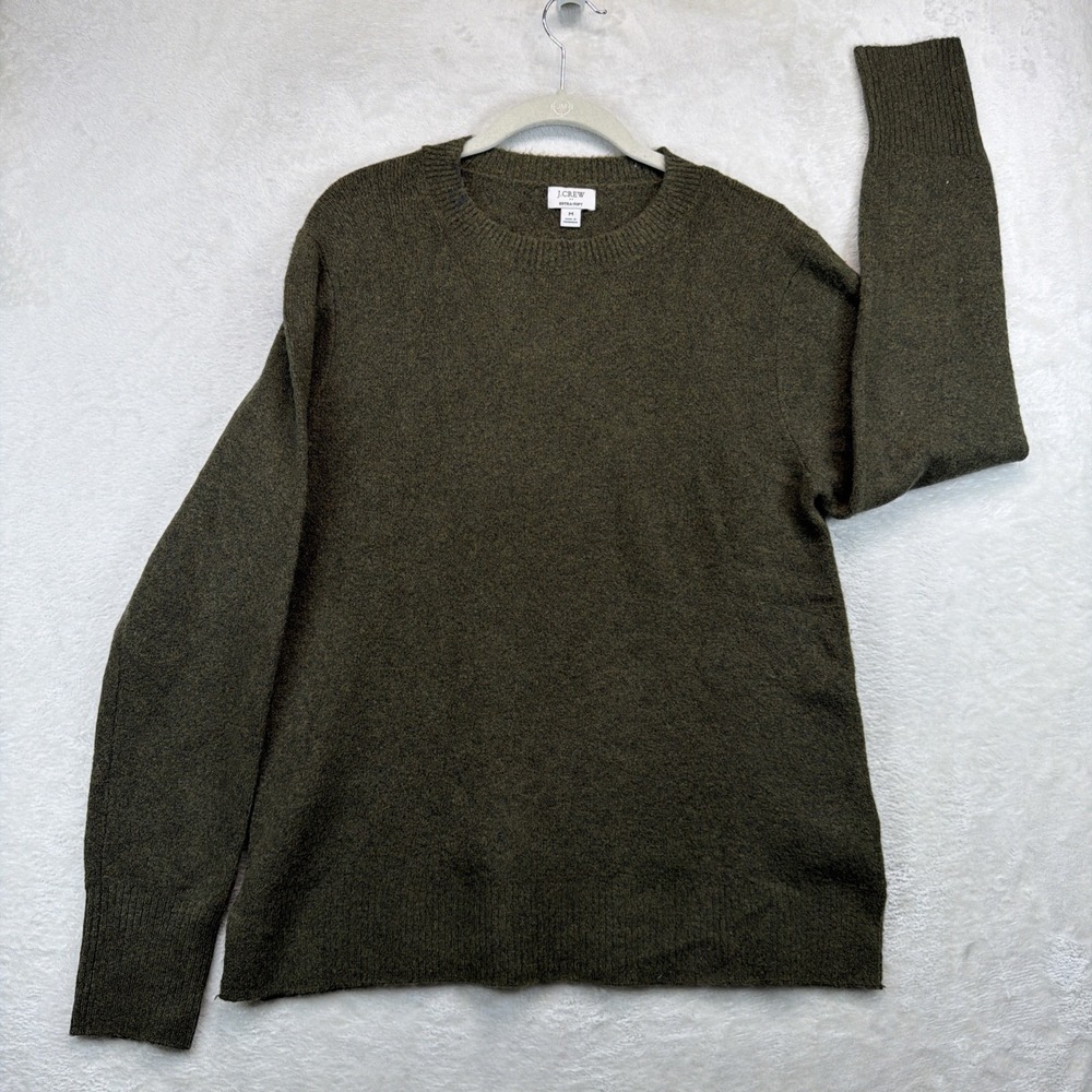 J.Crew Extra Soft Crewneck Sweater Men's M Olive Green Knit Pullover Classic